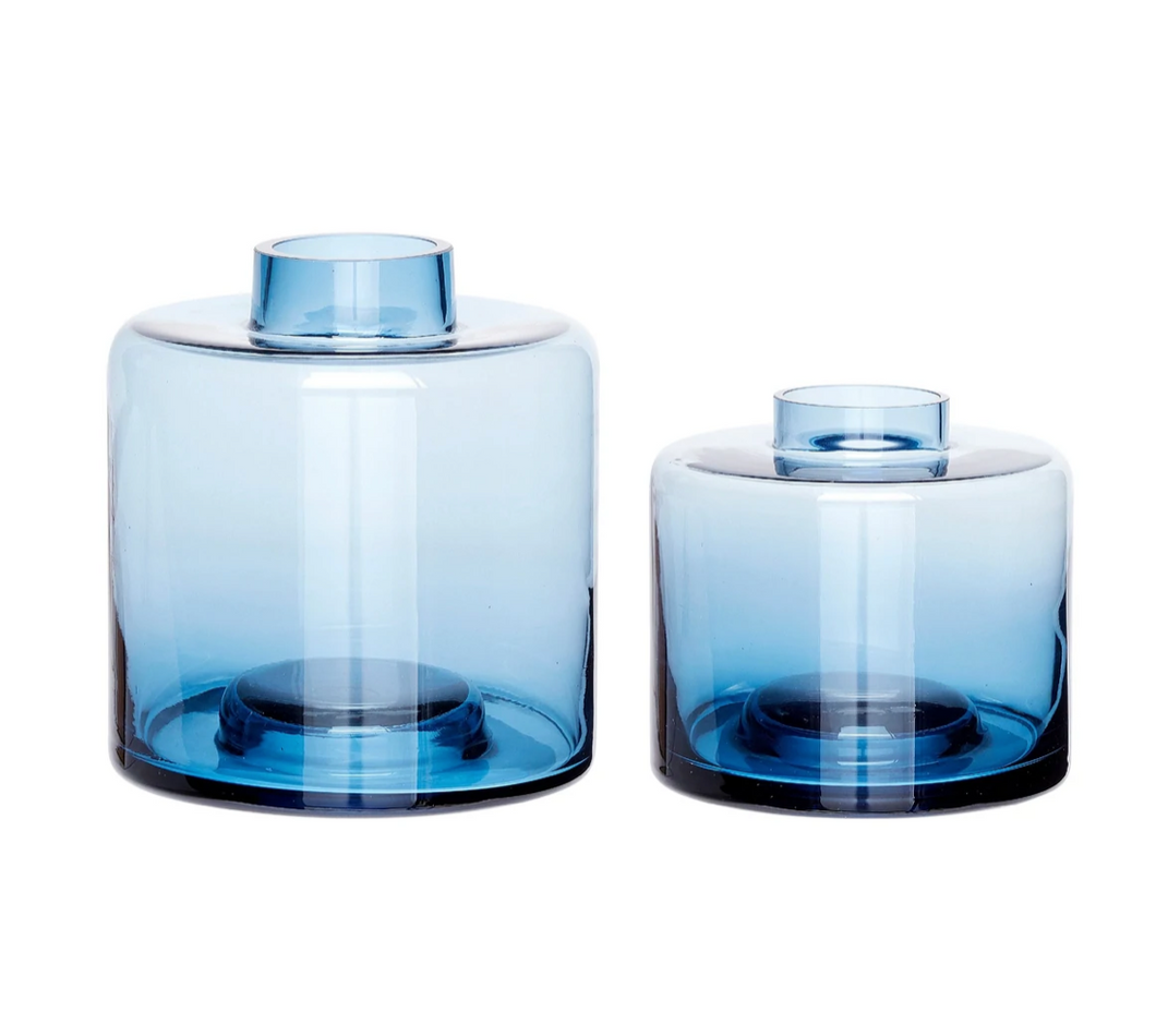Blue Glass Vase - Set Of 2 - Hubsch Interior