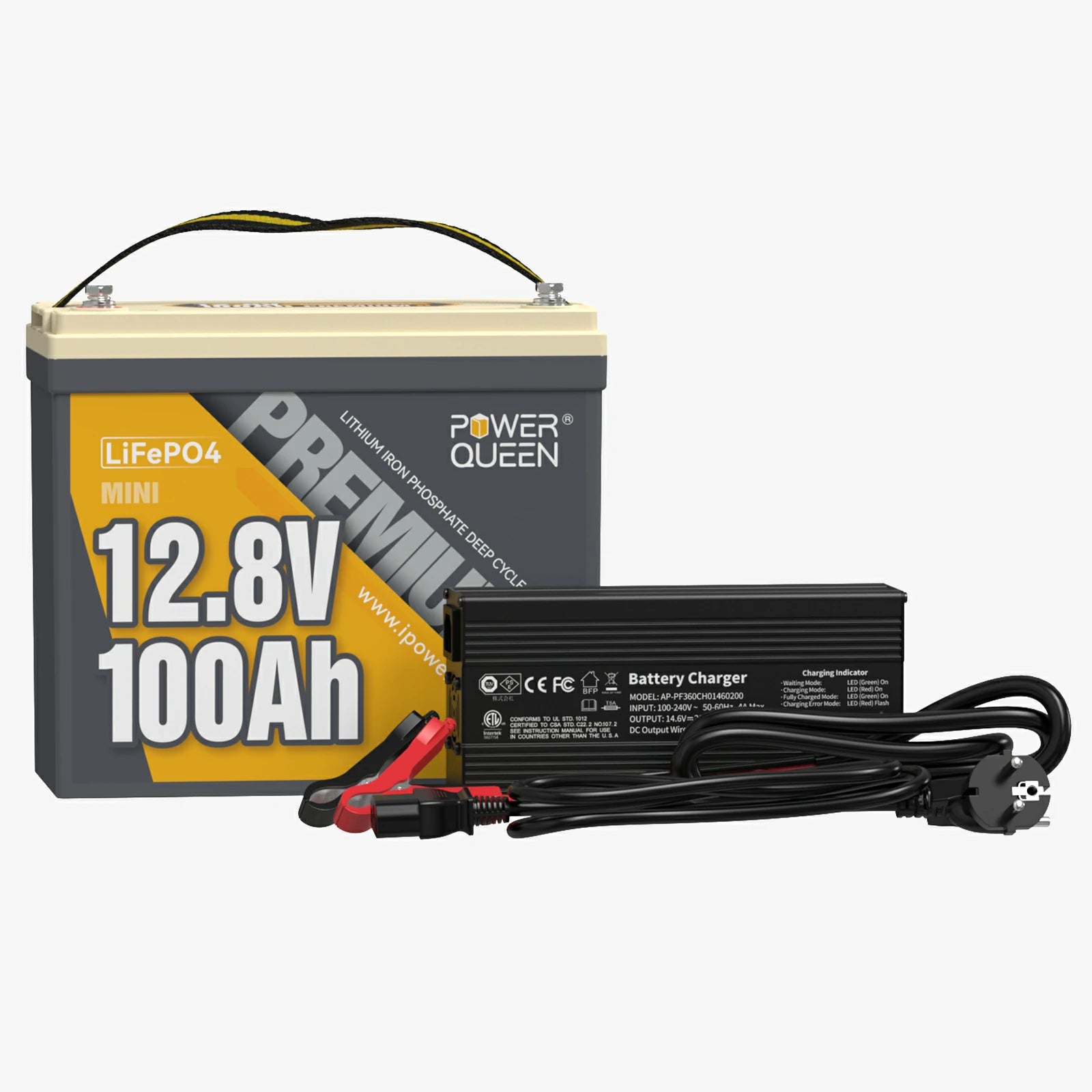Power Queen 12.8V 100Ah LiFePO4 Battery + 14.6V 10A Charger freeshipping - Power  Queen