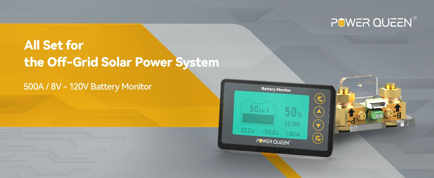 Power Queen 500A Battery Monitor with Shunt
