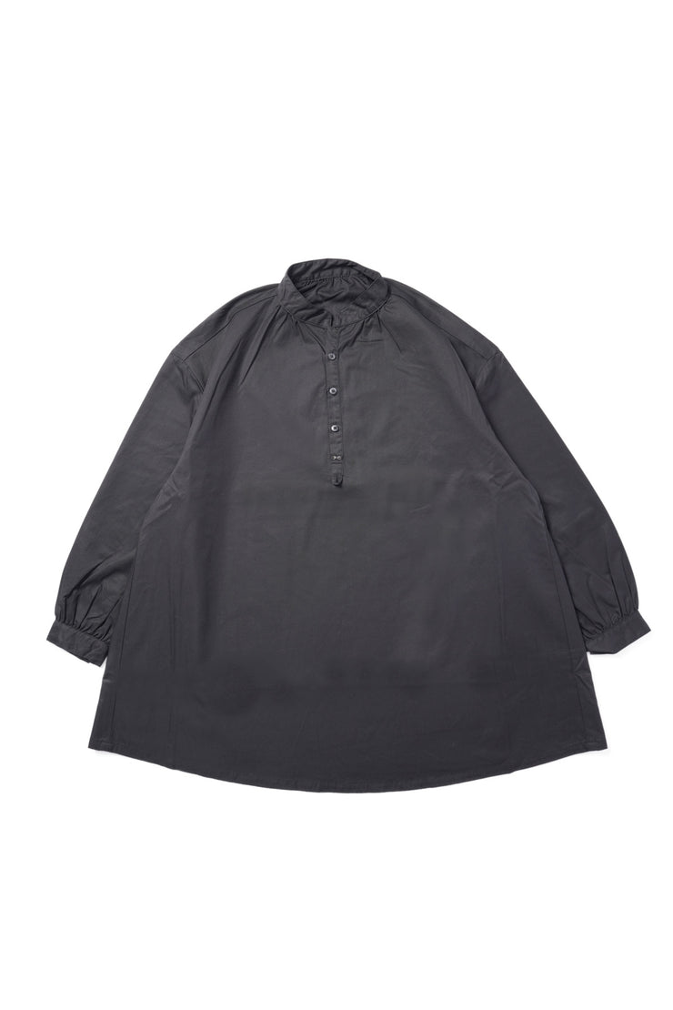 GABARDINE STAND COLLAR LONG SMOCK SHIRT – HUES ONLINE