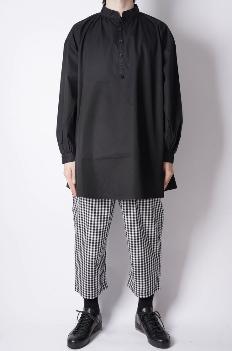 GABARDINE STAND COLLAR LONG SMOCK SHIRT – HUES ONLINE