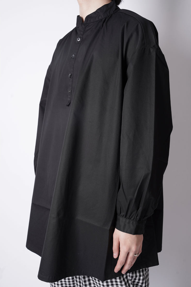 GABARDINE STAND COLLAR LONG SMOCK SHIRT – HUES ONLINE