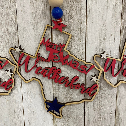 2023 Merry Christmas From Weatherford Texas Wood Ornaments – The