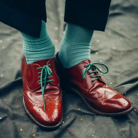 chaussettes-bleues-avec-chaussures-marrons
