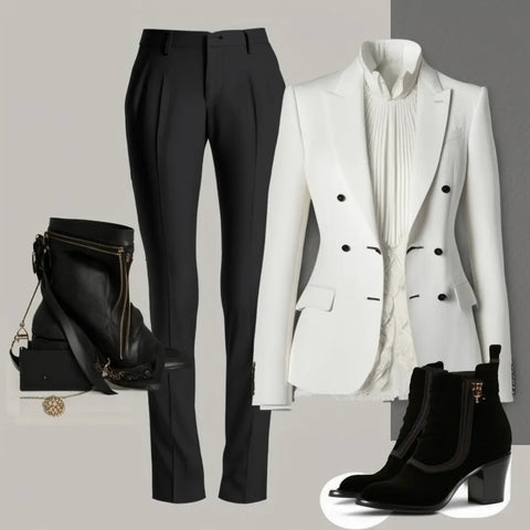 pantalon-noir-chemisier-blanc