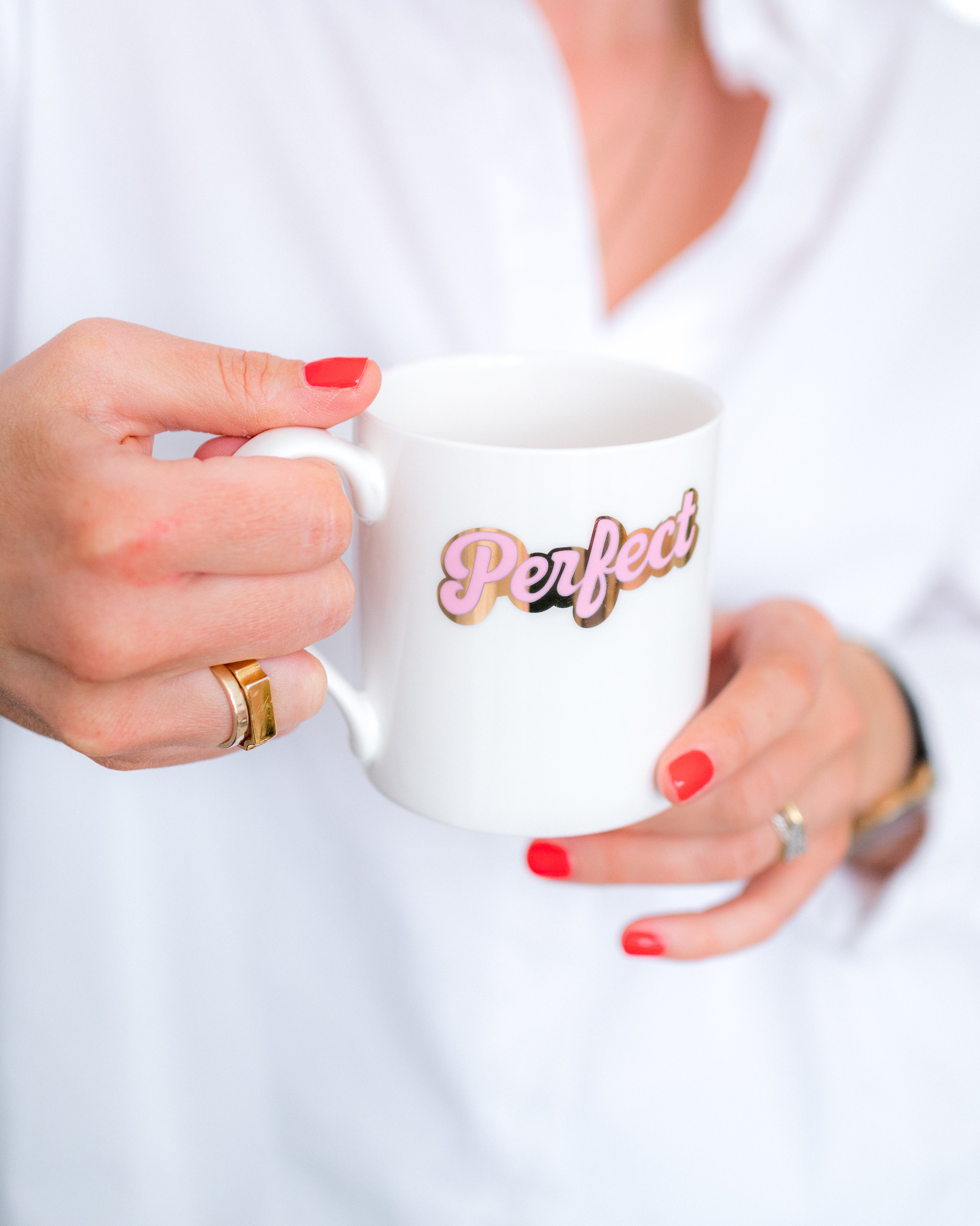 Fine Bone China Balmoral Mug with bespoke lettering in pink and real gold - Daisy Emerson
