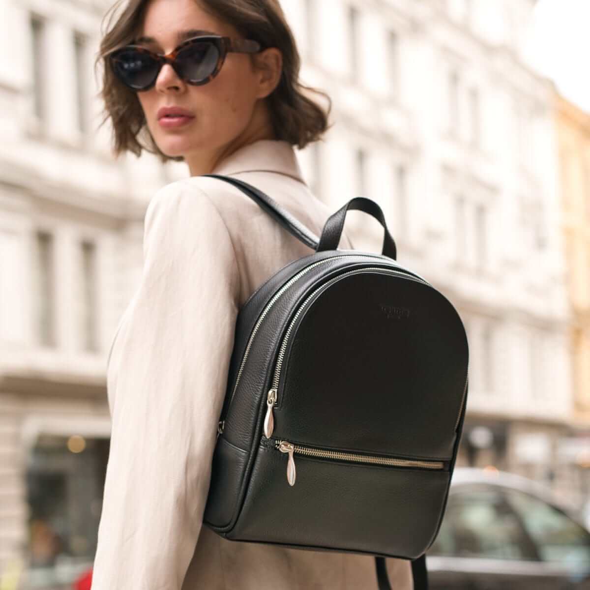 Backpack Mini Black Handcrafted Leather - Arsante® of Sweden