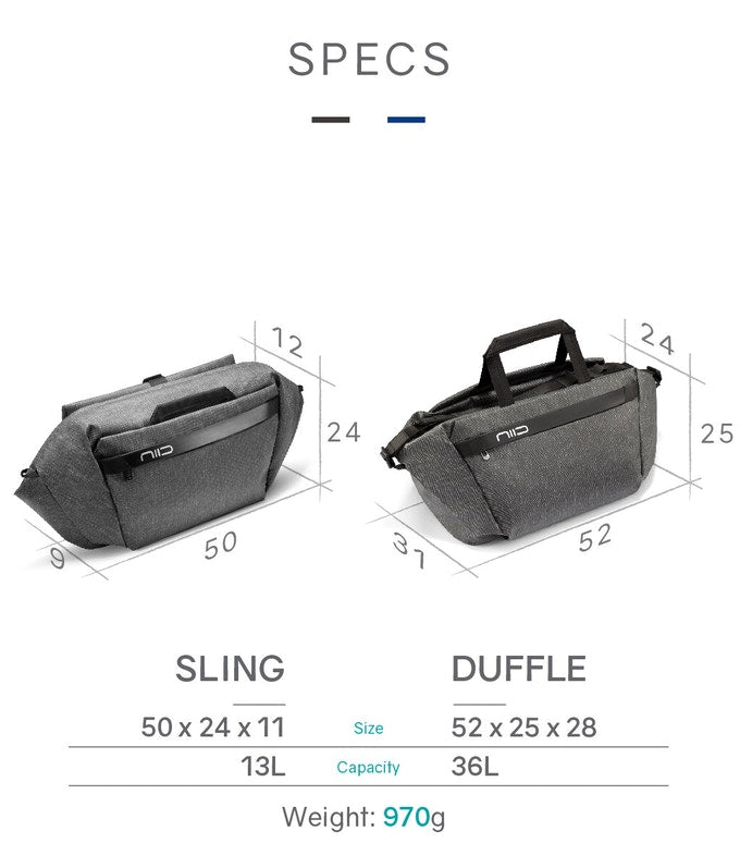 NIID - CACHE Hybrid Tech Sling & Duffle 單肩包/行李袋混合體 - 早鳥優惠價