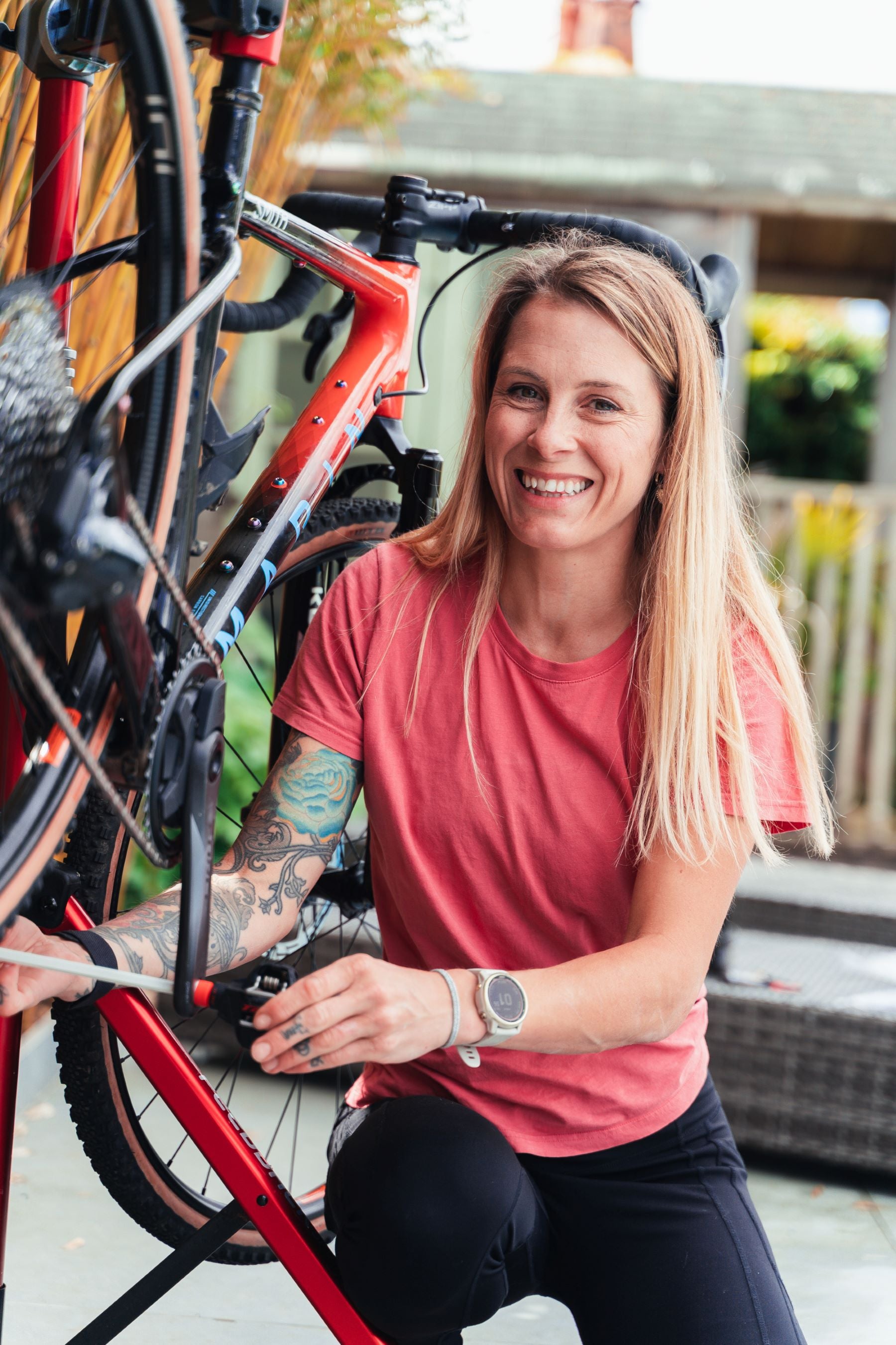 cyclist learning basic bike mechanics