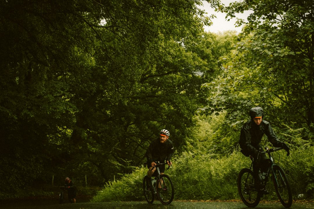 gravel biking in the woods