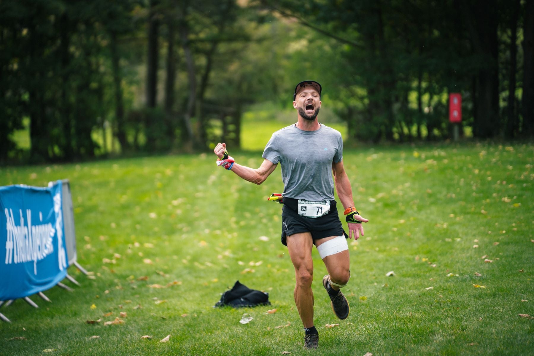 rich gill celebrating a successful ultra marathon win