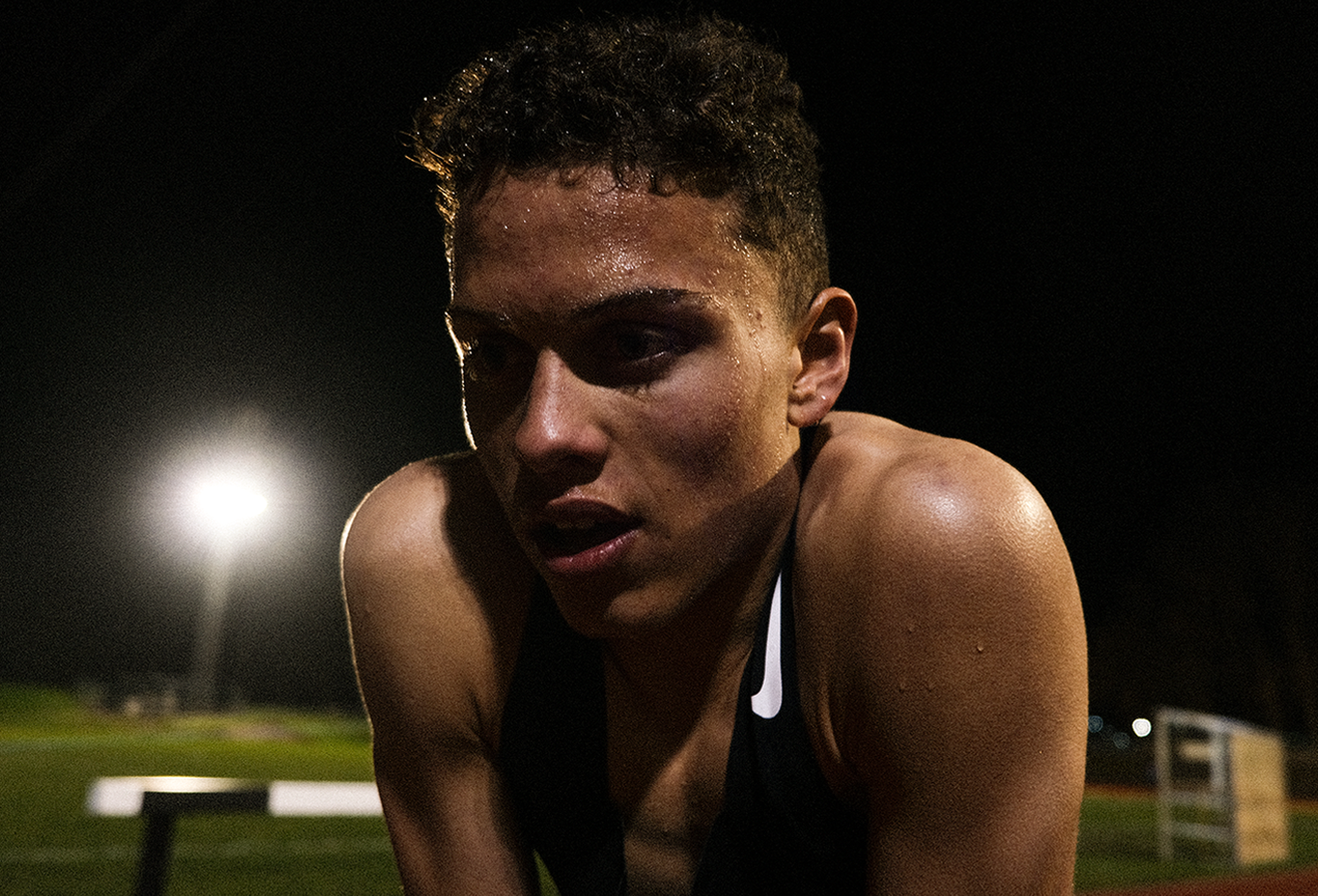 athlete sweating after a running event