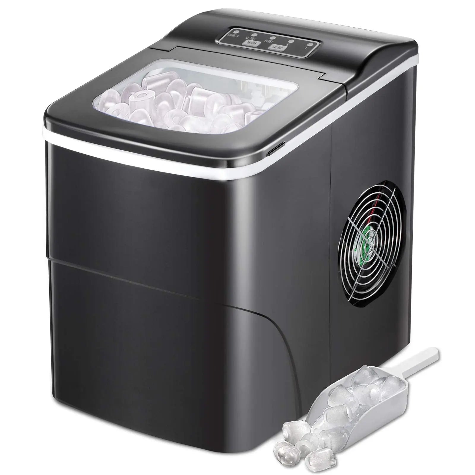 Aglucky  Countertop Ice Maker Machine, Portable Ice Makers Countertop, Make 26 lbs ice in 24 hrs Black - agluckyshop product image