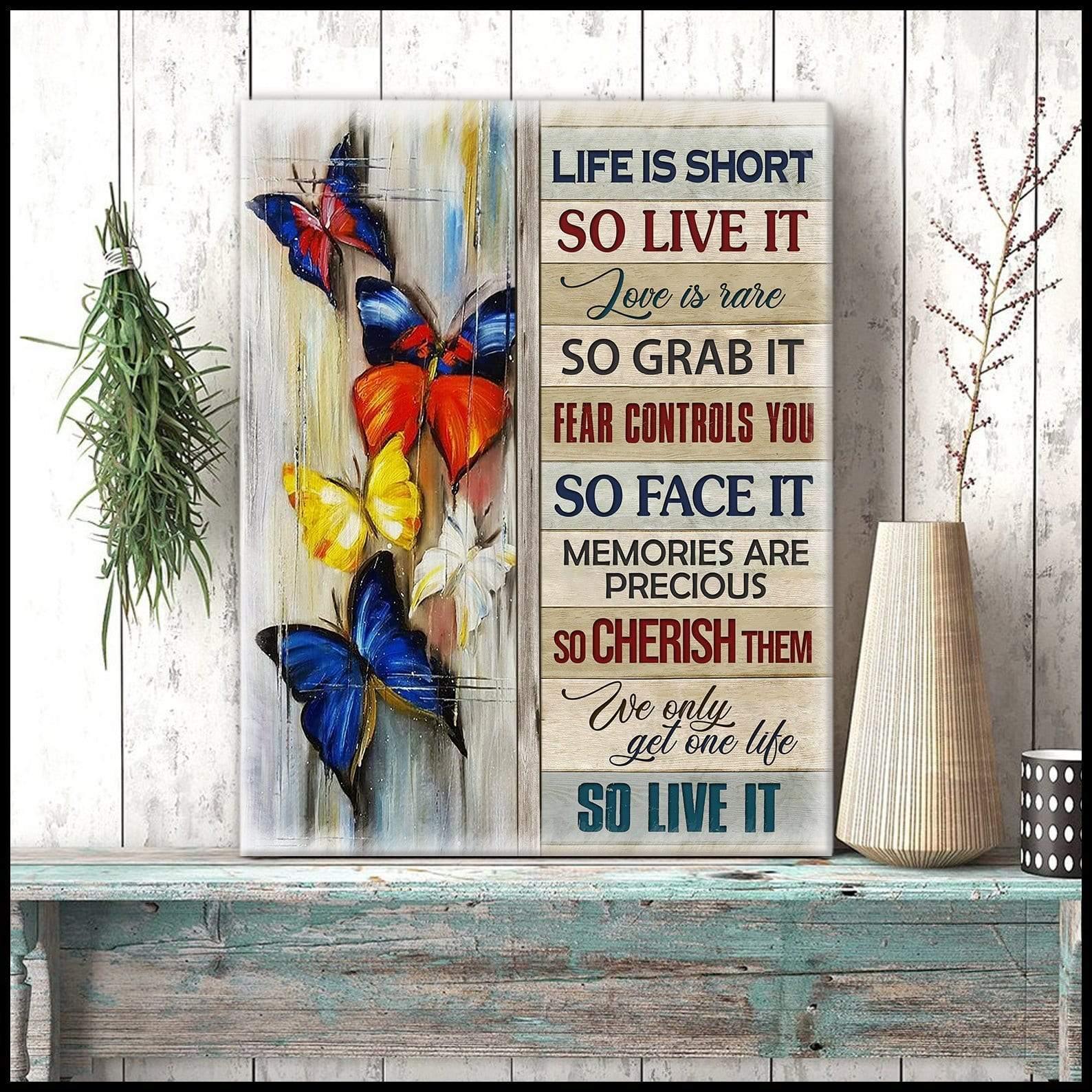 Life Is Short Butterfly Wall Art Canvas
