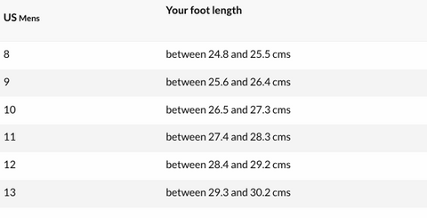 Zullaz Mens Slipper Size Guide