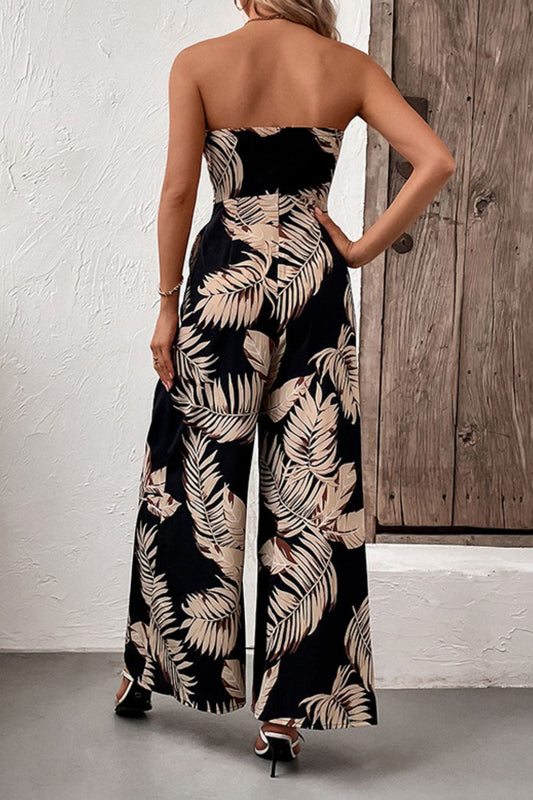 Floral Spaghetti Strap Wide Leg Jumpsuit