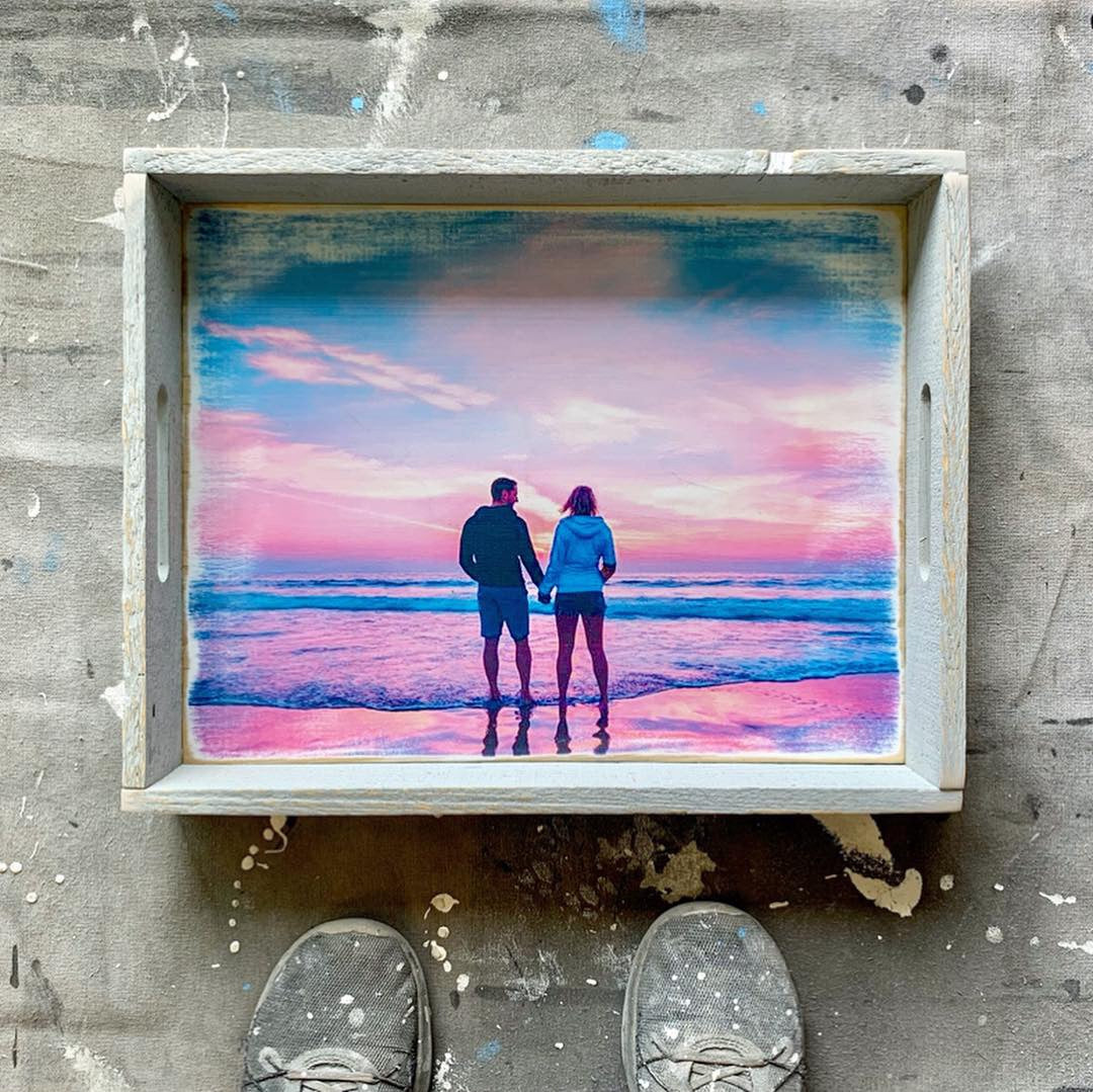 Custom Picture Reclaimed Wooden Serving Tray