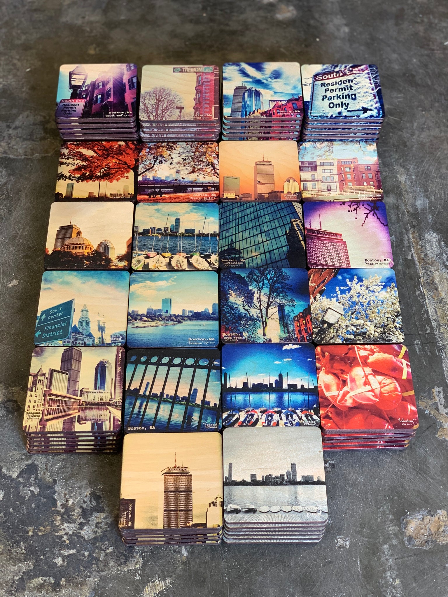 Custom Boston Wooden Coasters Simply Grateful