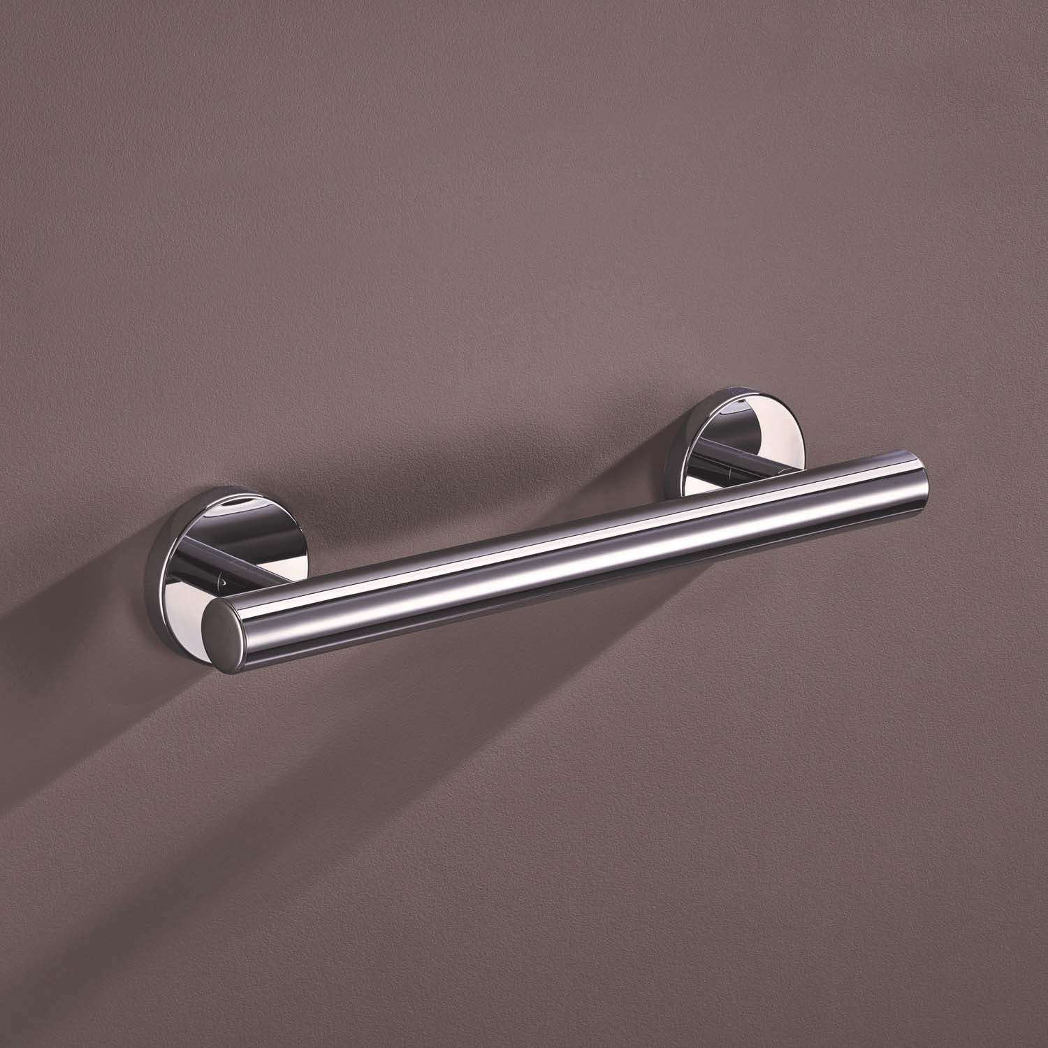 400mm Warm Touch Circula Straight Grab Rail with a chrome look finish lifestyle image