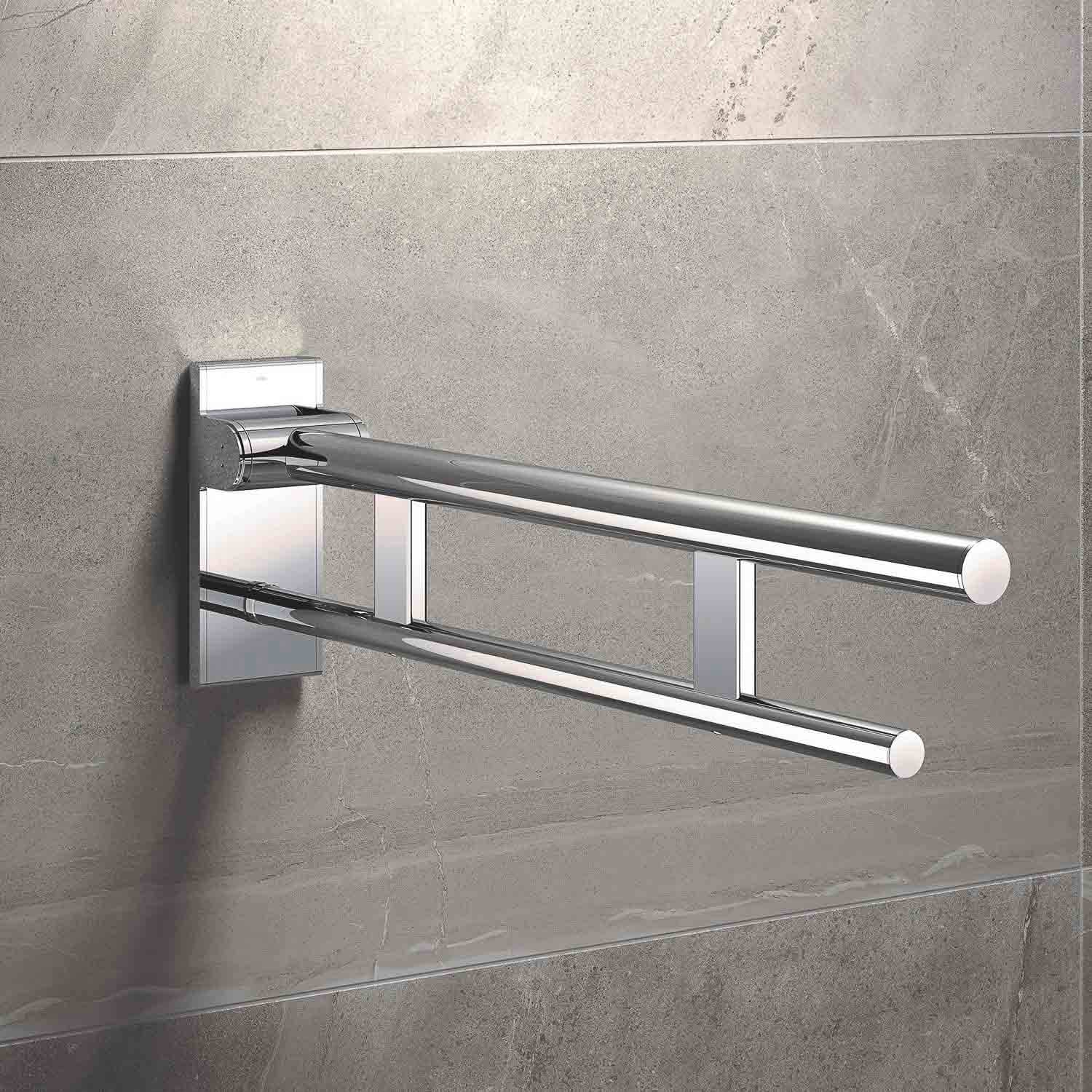 600mm Freestyle Hinged Grab Rail with a chrome finish lifestyle image