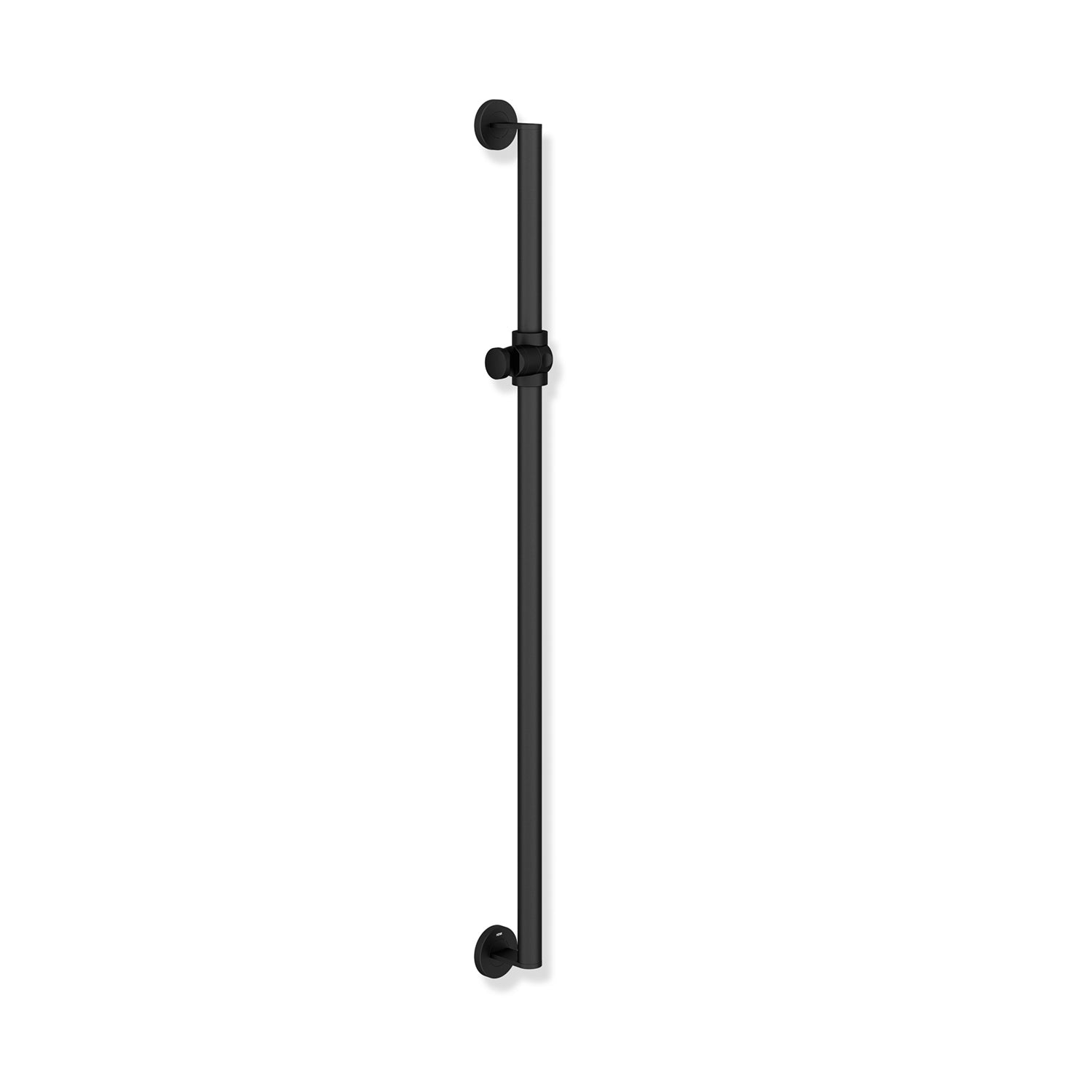 1100mm Freestyle Supportive Shower Rail with a matt black finish on a white background