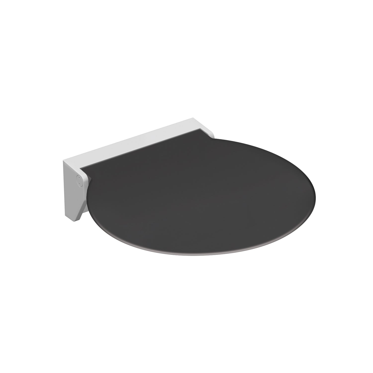 Circula Shower Seat with an anthracite grey seat and white bracket on a white background