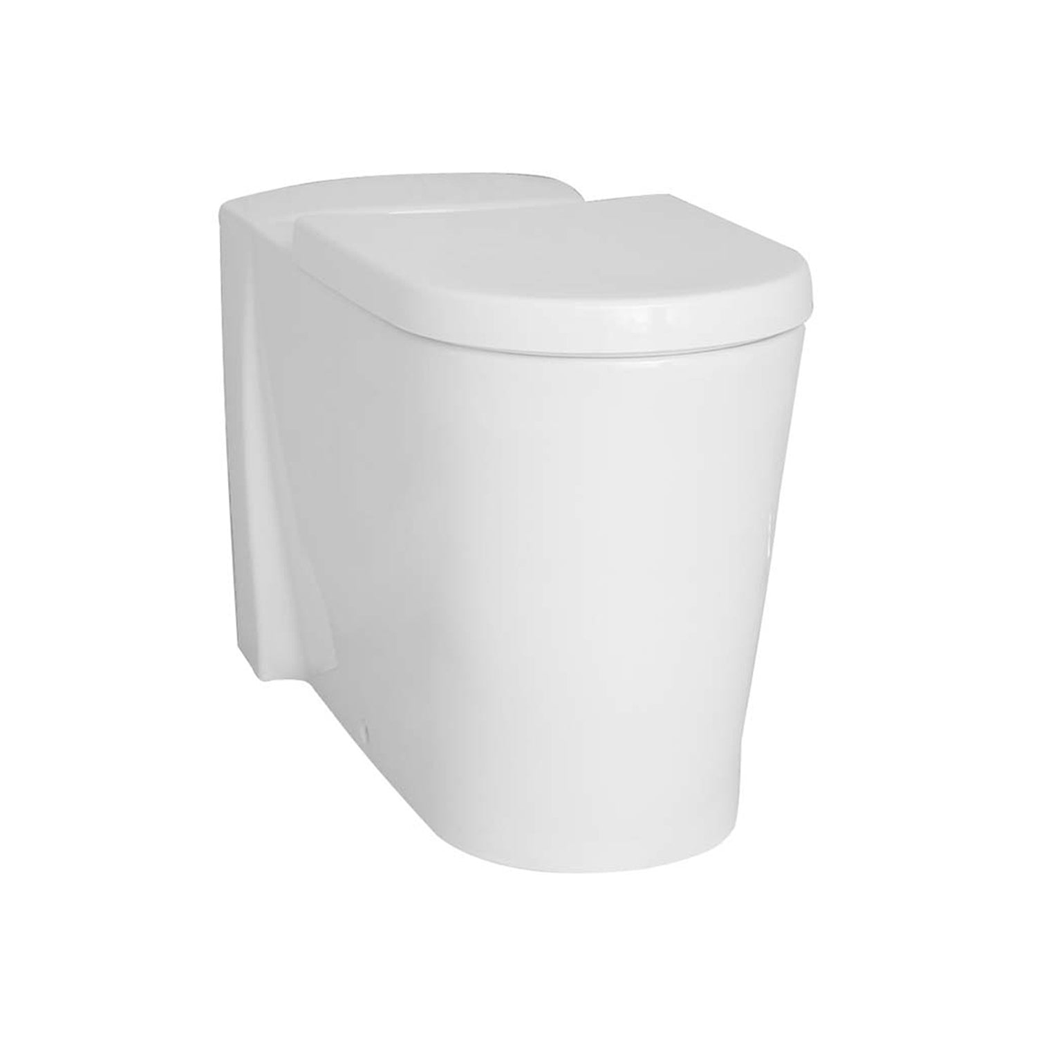 750mm Matrix Long Projection Back to Wall Toilet with a seat and cover on a white background