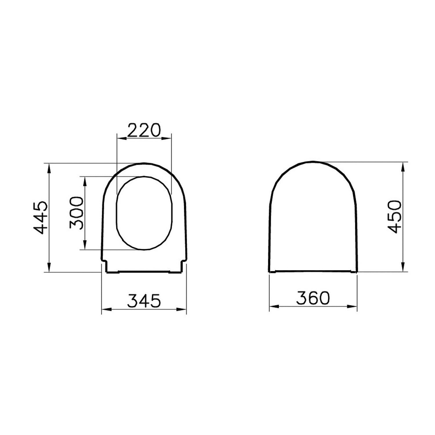 Matrix Long Projection Toilet Seat and Cover dimensional drawing