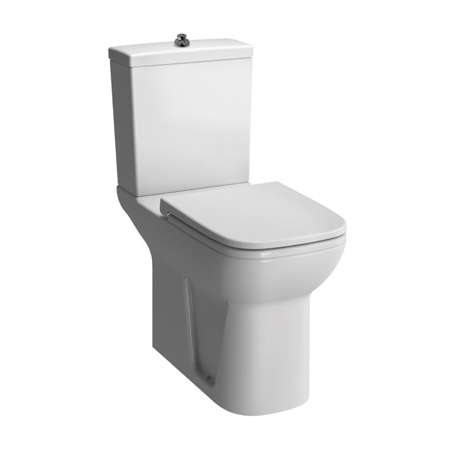 Consilio Comfort Height Close Coupled Toilet with the seat and cistern on a white background