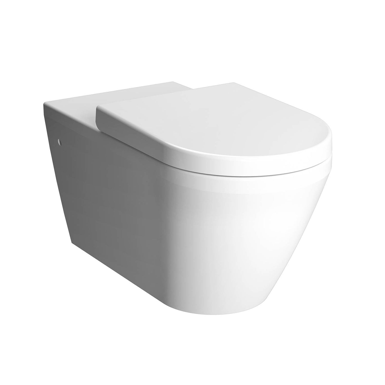 700mm Vesta Long Projection Wall Hung Toilet with a seat and cover on a white background