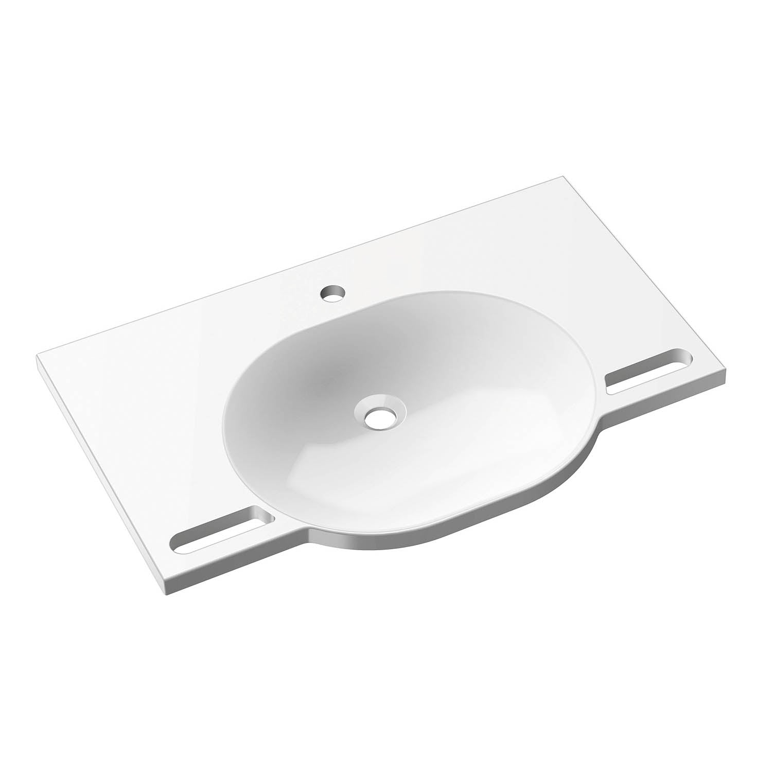 850mm SurfaceHold Wall Hung Large Oval Basin with one tap hole on a white background