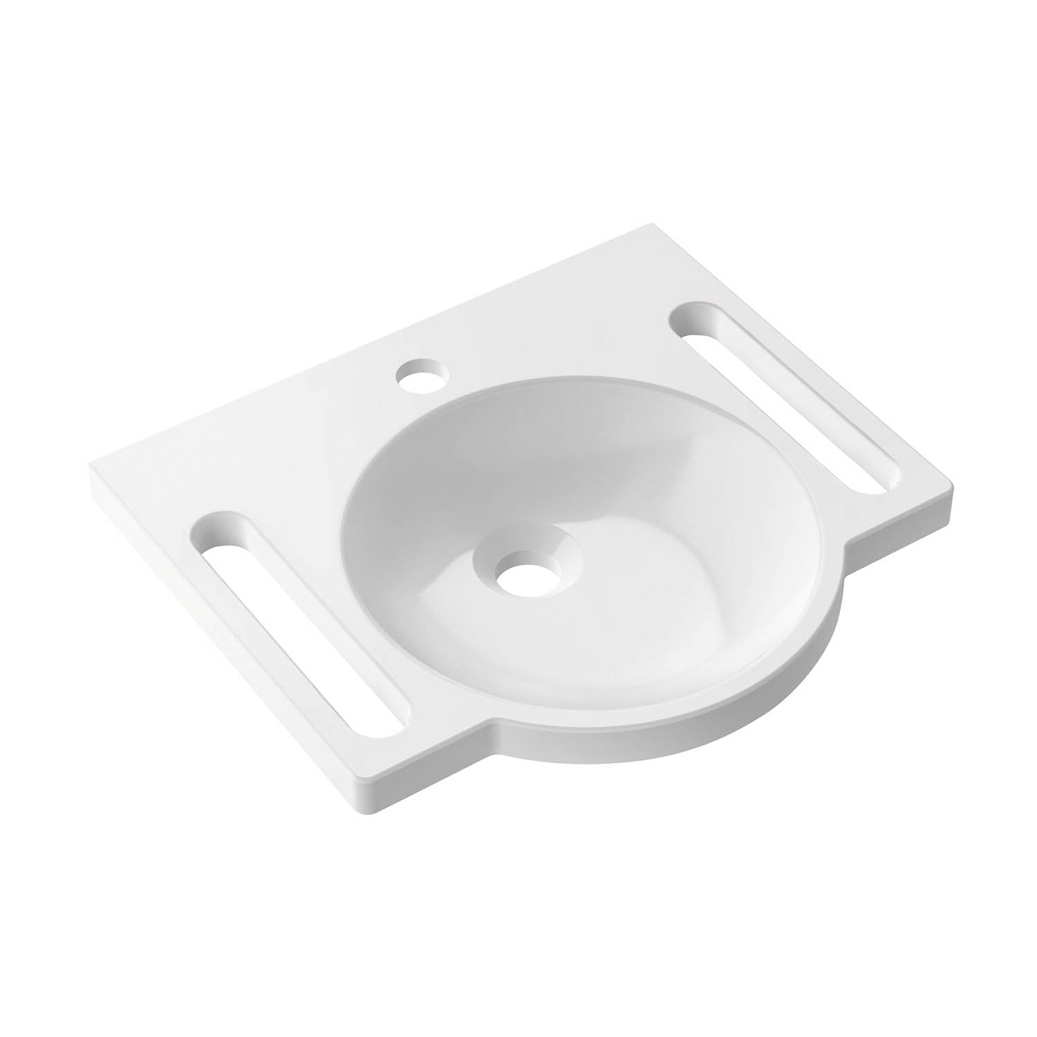 450mm SurfaceHold Wall Hung Round Basin with one tap hole on a white background