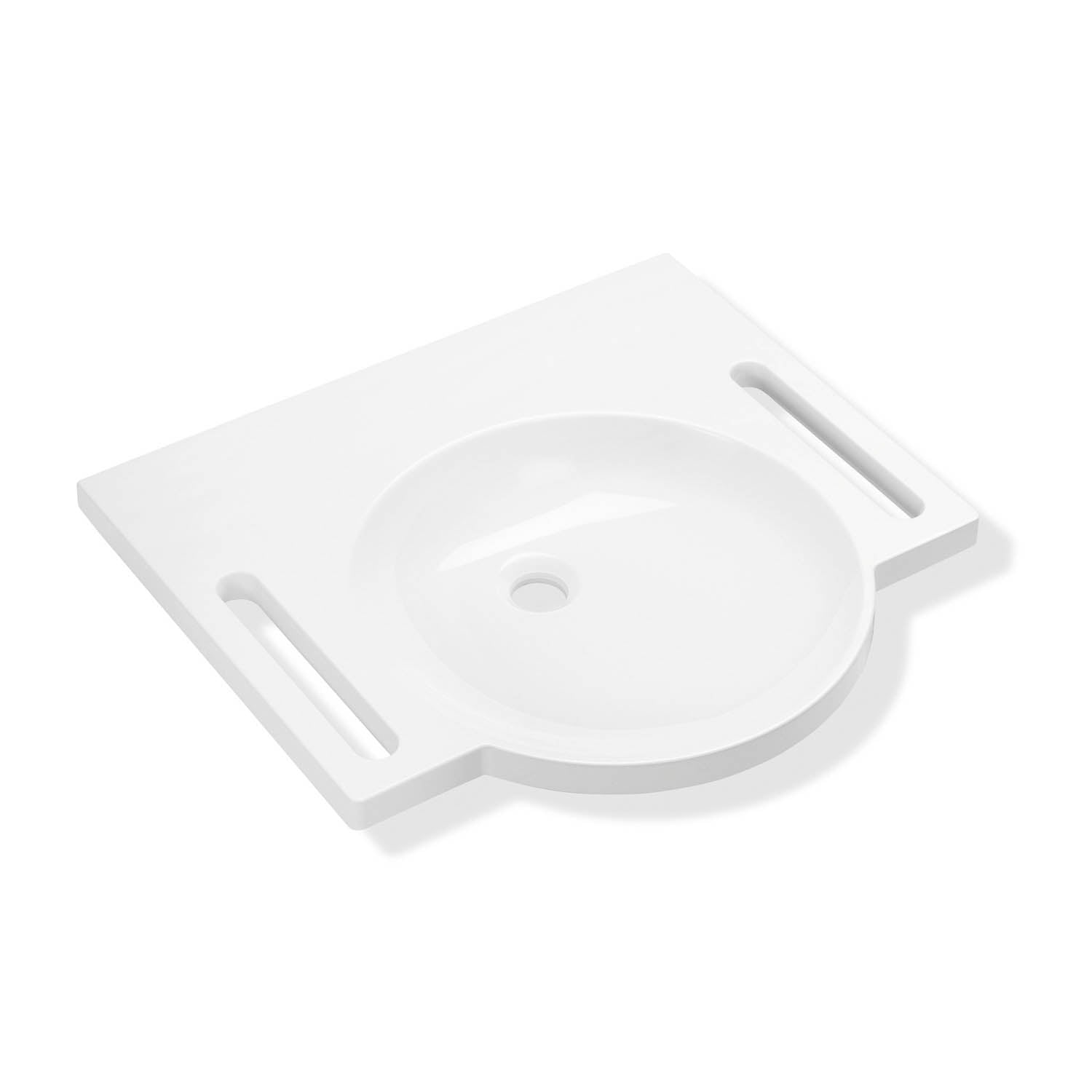 600mm SurfaceHold Wall Hung Round Basin with no tap hole on a white background