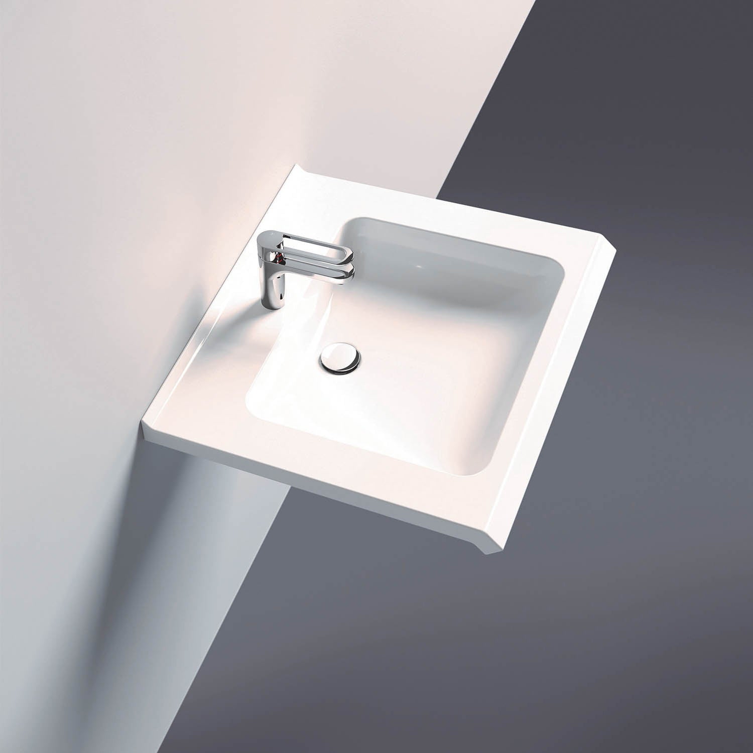 650mm SurfaceHold Wall Hung Basin with no tap hole lifestyle image