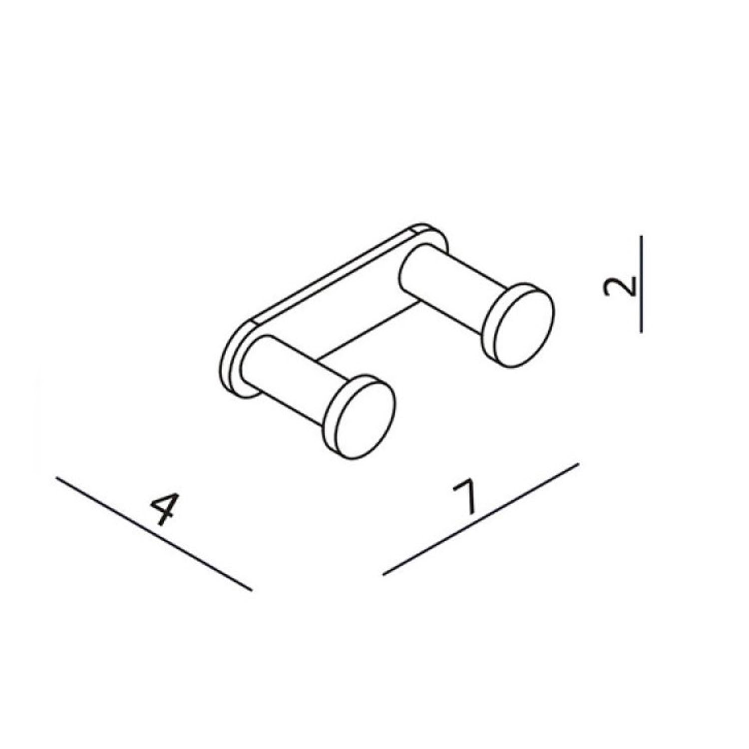 Double Modale Robe Hook with a chrome finish dimensional drawing