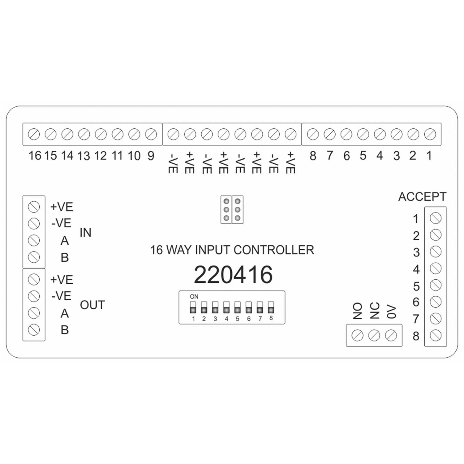 Spot Alarm 16 Way Input Controller dimensional drawing