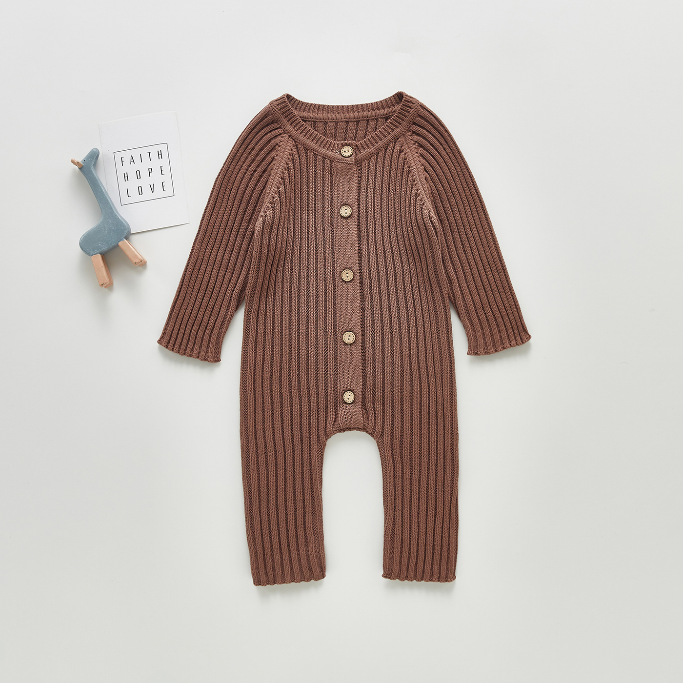 Baby Long-Sleeved Knitted One-Piece Romper