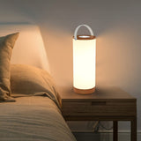 Holz Optik Tischlampe LED vintage Nachttischlampe 3000K Warmweiß stufenlos dimmbar Touch Bedienung
