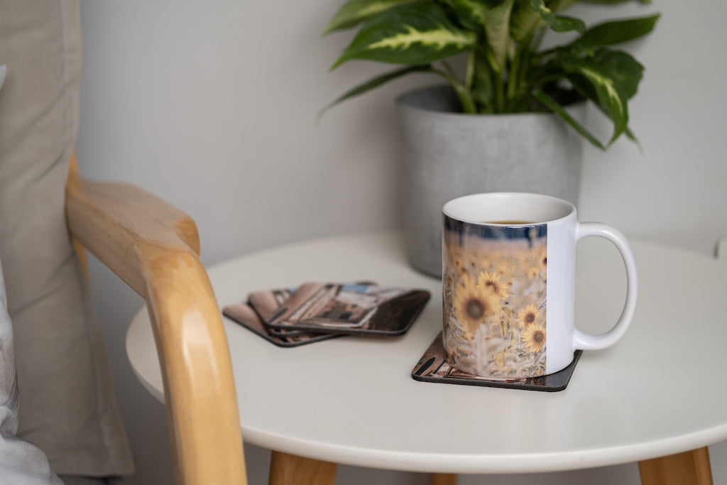 Sunflower photo on mug biscuits