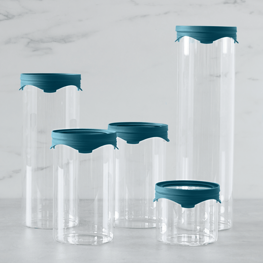 10-piece Glass Food Storage Container Set with Pastel Colored Lids