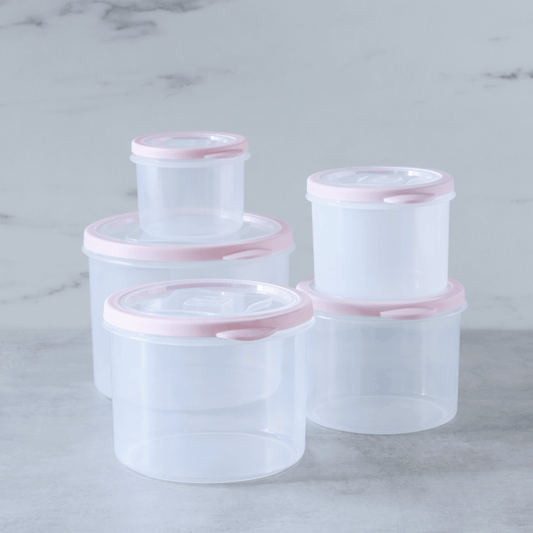 Shazo Airtight 6 PC Mini Container Set + 6 Spoons, Labels & Marker - Durable Clear Plastic Food Storage Containers with Lids