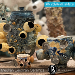 Barnacle Vase, Jar, and Sculptures | Meghan Bergman Ceramics | Inspired by Ocean Life Sea Texure | Meet The Maker Series