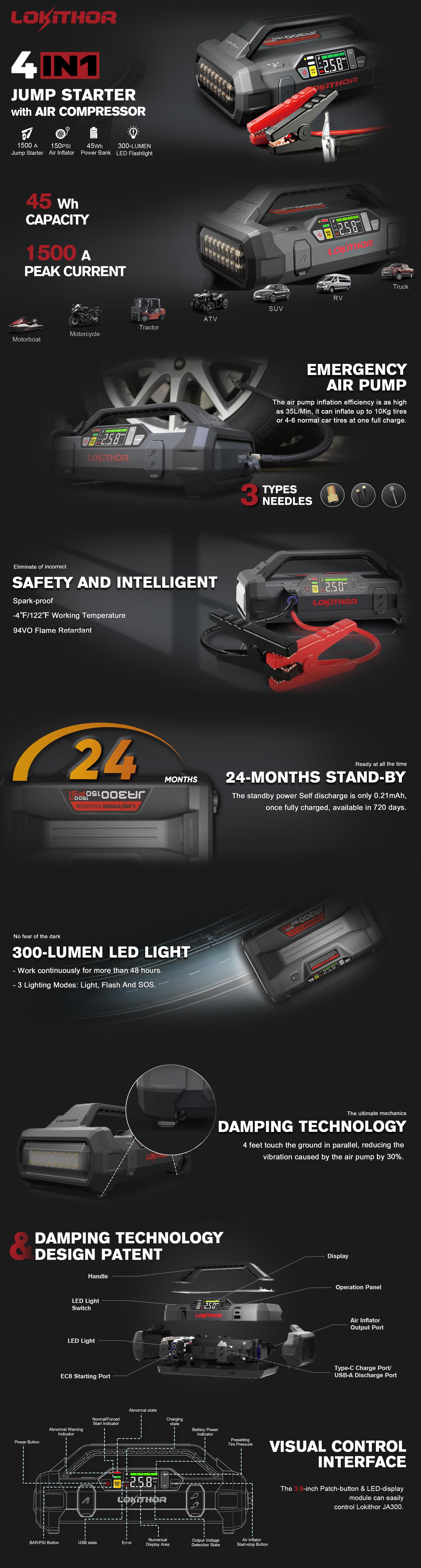 LOKITHOR JA300 jump starter details