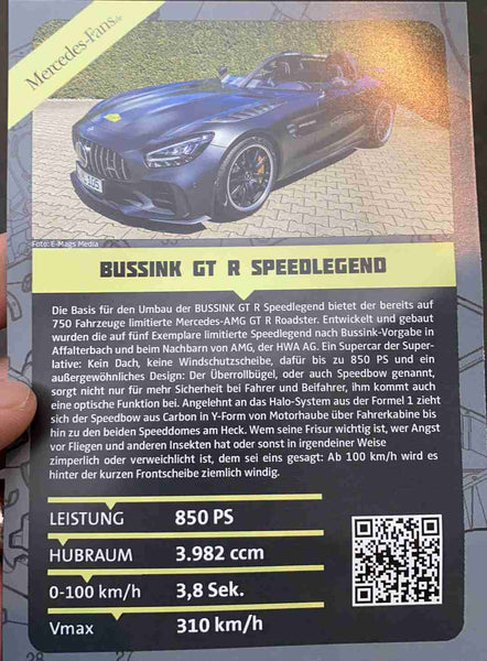 Spec sheet of Mercedes-AMG BUSSINK GT R Speedlegend
