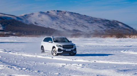 car driving on icy road