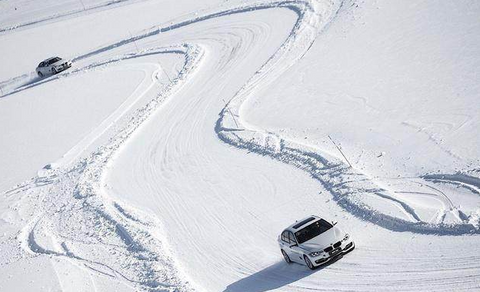 car driving on icy road