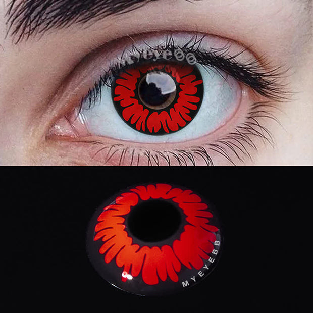 MYEYEBB Peony Red Cosplay Colored Contact Lenses