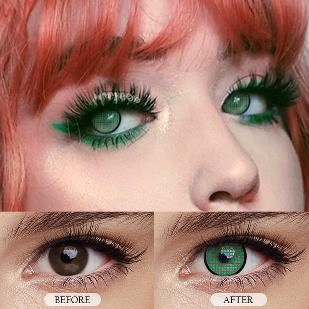 MYEYEBB Blind Mesh Green Cosplay Colored Contact Lenses
