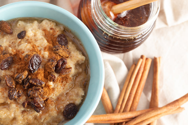 Maple Cinnamon Sugar and raisins oon hot oatmeal