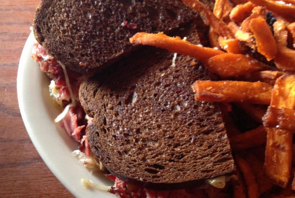 Reuben Sandwich with Sweet Potato Fries